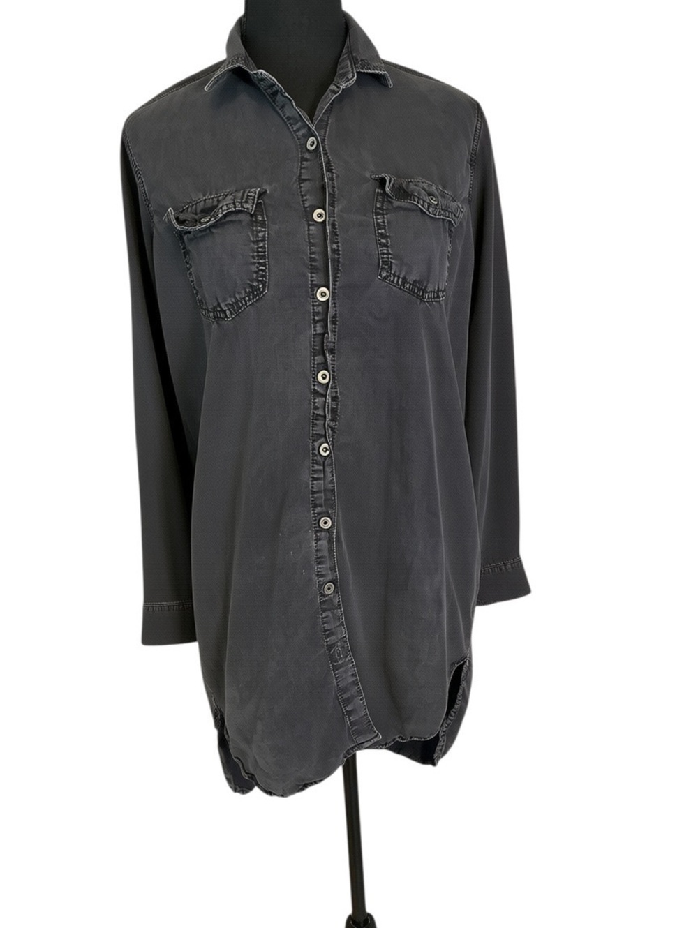 SP Black Label Black Button-Up Shirt Tunic, Size Small